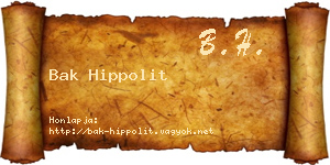Bak Hippolit névjegykártya